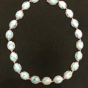 26X12MM Oval Cabochon Turquoise Sterling Silver 18 Inch Necklace